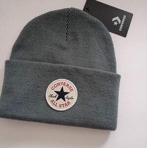 Converse Gray Knit Beanie with Logo Patch